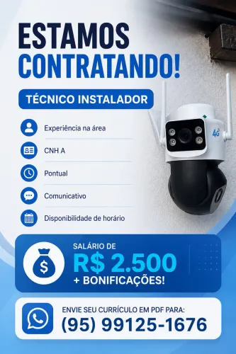 Vaga de emprego: técnico instalador (leia a descrição)