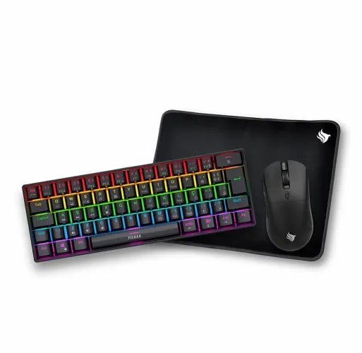 Combo Gamer Pichau Netuno Light 3x1 RGB - Teclado Mecânico + Mouse + Mousepad - Novo