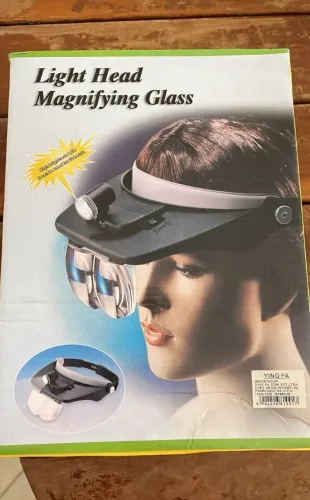 Lupa de cabeça tipo pala 4 lentes e led profissional 
