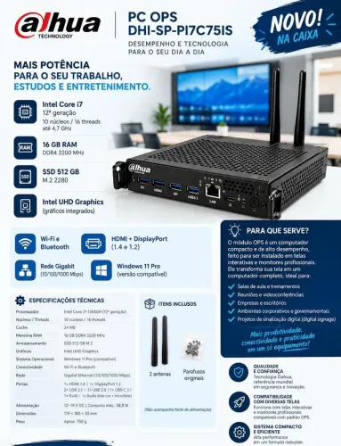 PC OPS Dahua DHI-SP-PI7C75IS - Intel Core i7 12ª geração - 16GB - SSD 512GB - NOVO