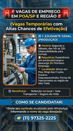 Oportunidades para Ajudante Geral