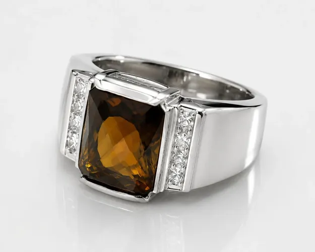 Anel luxo masculino com pedras e brilhantes swarovski