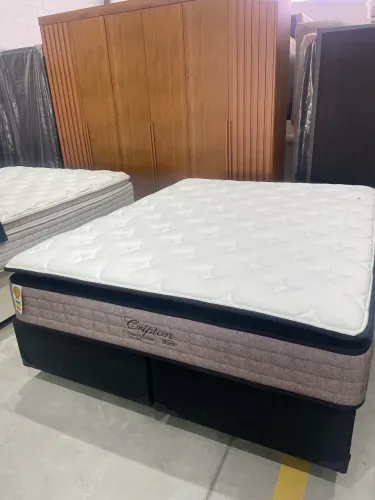 Base Com Colcha Queen 158m x198m Molas Ensacadas Visco Gel 