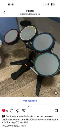 Rock Band Xbox 360 - guitarra e bateria