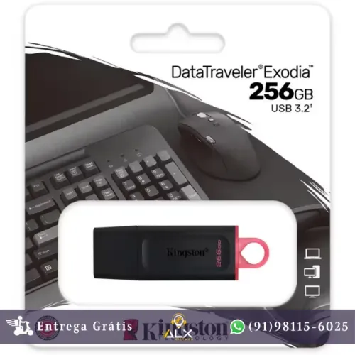 Pendrive 256gb Kingston Usb 3.2 Datatraveler Exodia *ENTREGA GRÁTIS*