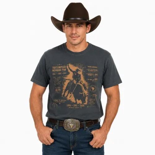 Camiseta Country Masculina Premium 100% Algodão Rodeio Barretos