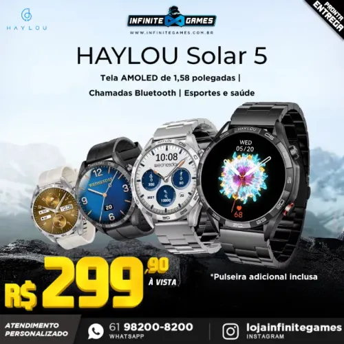 Smartwatch Haylou Solar 5 Novos e Lacrados! Acompanha Pulseira de Metal e de Borracha!