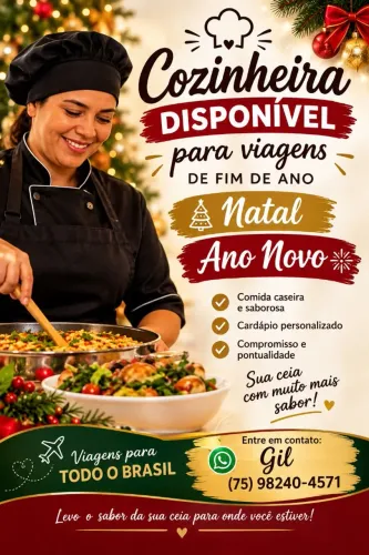 ? COZINHEIRA DISPONÍVEL PARA VIAGEM! ?