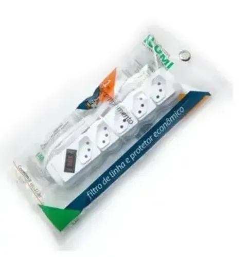 Regua 5 tomadas ilumi 10A branco extensao 110