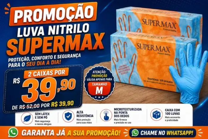 Luva Nitrílica Supermax | Promoção 2 Caixas por R$ 39,90 