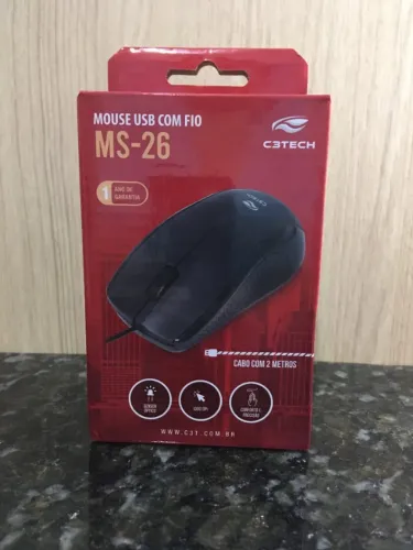 Mouse USB Cetech MS-26 com Fio de 2 Metros - preto - kit com 2 unidades - NOVOS