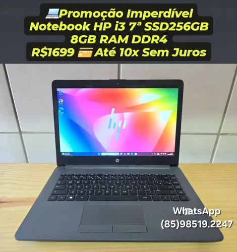 Promoção Imperdível Notebook HP i3 7ª SSD256GB 8GB RAM DDR4 Até 10x Sem Juros