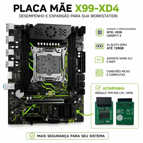 SZSJKJ Placa Mãe X99 com Módulo TPM 2.0