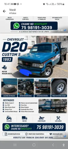 Chevrolet D-20 S / Luxe 3.9/4.0 Diesel 1993