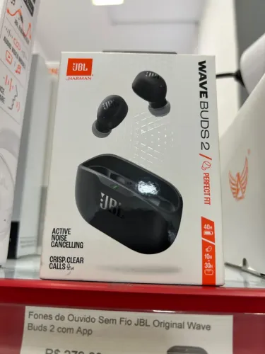 Fones de Ouvido Sem Fio JBL Original Wave Buds 2 com App