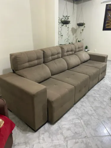Sofá Marrom Claro Retrátil/Reclinável - Separa em 2 Partes