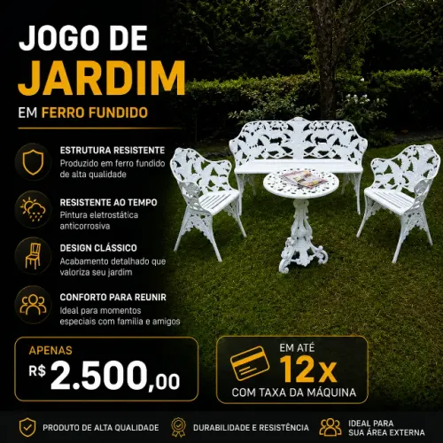 JOGO DE JARDIM EM FERRO FUNDIDO