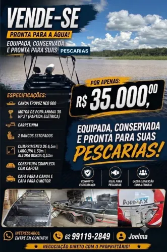 OPORTUNIDADE: Conjunto Barco Trovoz Neo 600 + Motor Anmax 30HP