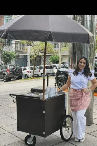 FoodKart / Food Cart para Eventos + Ombrelone - Carrinho Gourmet