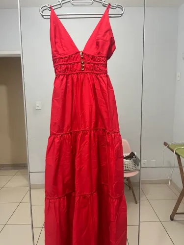 Vestido vermelho farm longo