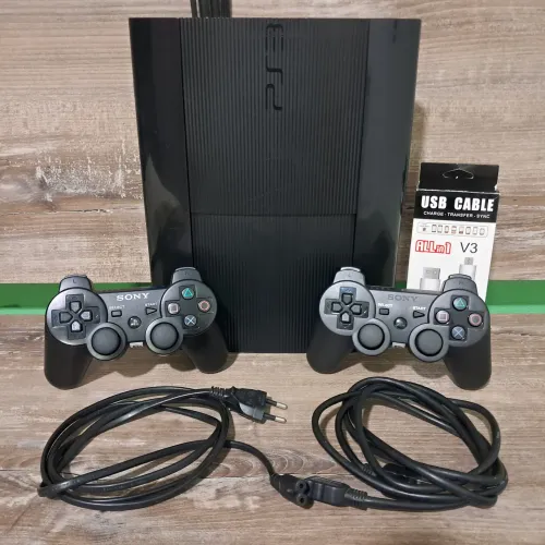 PS3 Super Slim CECH-4011B, 500 GB, HEN 4.93 + 40 jogos + lojas! 100% revisado!