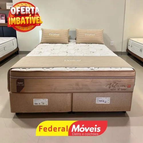 Cama Casal Queen 1,58x1,98m Base com Colchão Probel - Temos Crediário 
