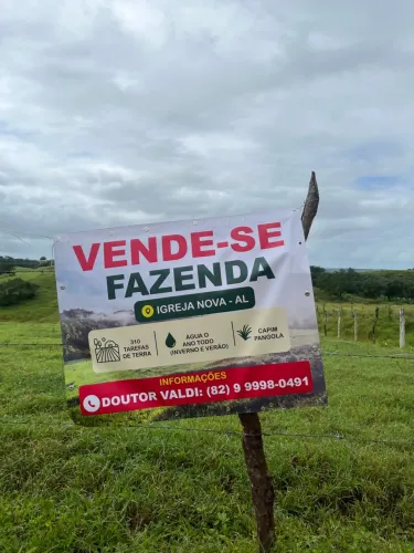 FAZENDA À VENDA - IGREJA NOVA/AL
