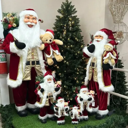Papai Noel com Urso Natal Decoração Natalina
