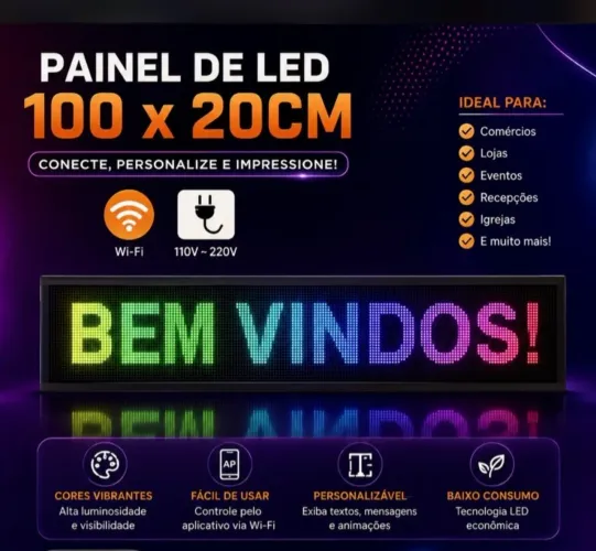 Painel luminoso color 100 x 20