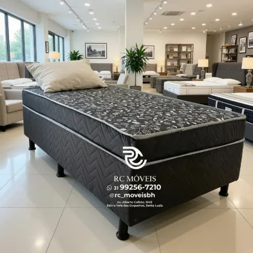 Cama Box Solteiro com Colchão D33 88x1,88 Floral Branco