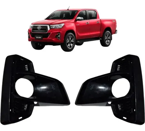Par Grade Farol Milha Hilux Srx 2018 2019 2020 Black Piano Preto Ambos Lados