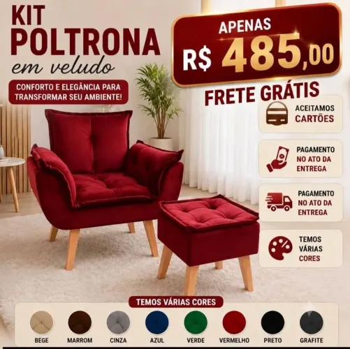Poltrona veludo promoção