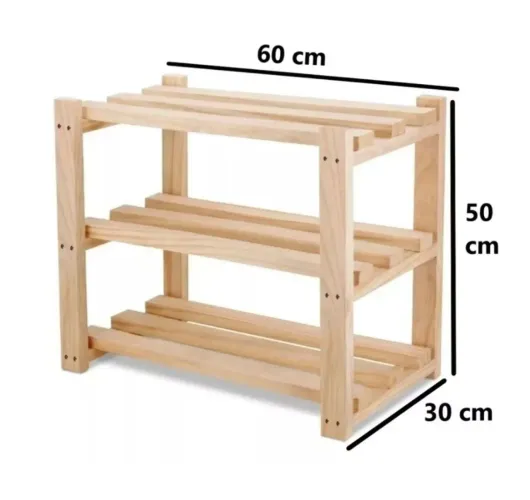 Sapateira, Estante, Organizador Madeira de Pinus: 3 Prateleiras, 9 Pares de Sapato