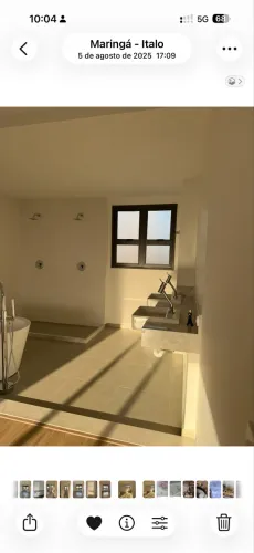 Bancada em mármore Branco Paraná com 2 cubas e 2 torneiras
