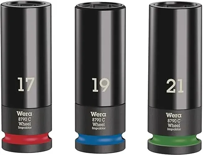 Wera - Conjunto de 3 Soquetes de Impacto 1/2 Polegada - Chave de Roda Profissional 