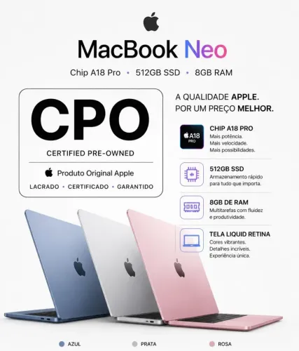 MacBook neo 512 SSD 8gb de ram | lacrado | caixa branca CPO