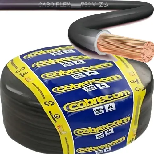 CABO FLEXIVEL 750V 2,5MM PRETO COBRECOM 100 METROS