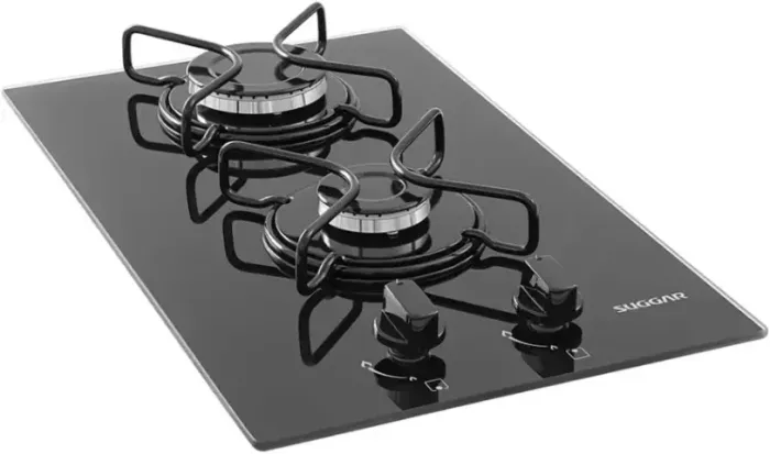 Cooktop 2 Bocas Vidro Preto Gás Suggar Bivolt