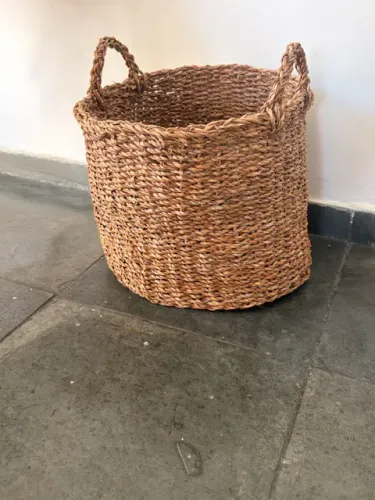 Cesto Organizador de Vime / Palha Natural com Alças - Estilo Boho Chic - RJ
