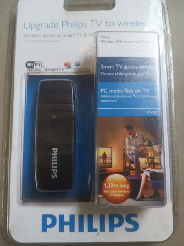Adaptador Wi-Fi USB da marca Philips, modelo PTA01, LEIA O ANÚNCIO