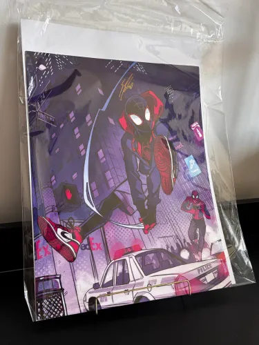 Poster Arte Homem Aranha Spider Man Miles Morales Autografado