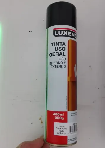 Spray tinta preta uso geral marca Luxens 400ml 250g