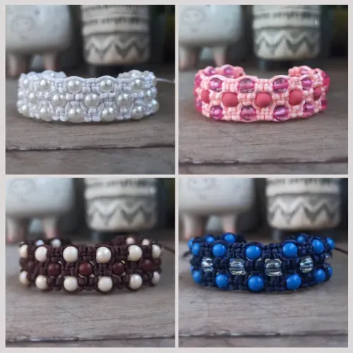 Pulseira macrame shambala tripla