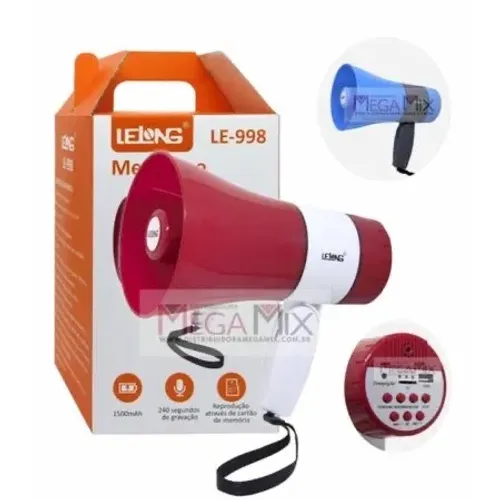 3 de 3 Megafone com Bateria Rec.e Gravação de Áudio LE-998 - Lelong