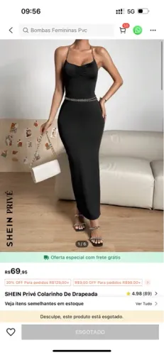Novo Vestido com correntes preto P lindíssimo novo