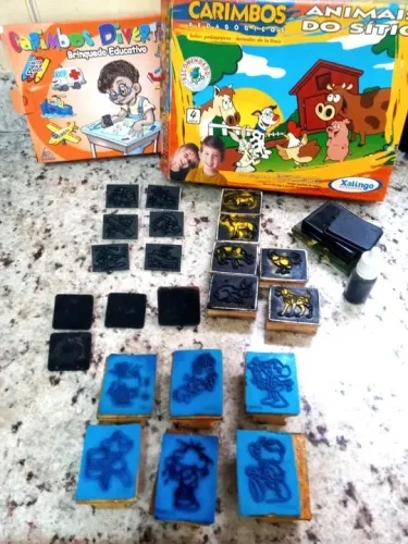 Kit Carimbos Didáticos De Figuras Animais, Transporte e Turma da Mônica! Novo e Seminovo. 