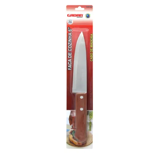 FACA DE COZINHA 6" POLEGAS AÇO INOX - GADAN 