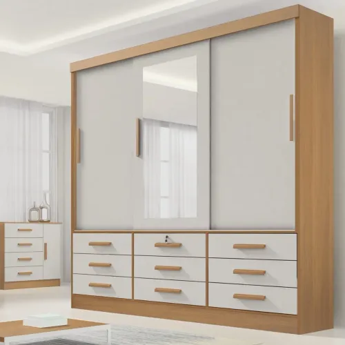 Guarda-Roupa 3 Portas Meridian 2,00 m Cinamono/Off White tt54