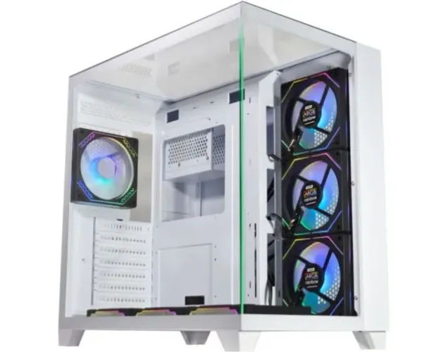 Gabinete Gamer K-Mex Tiger Shark White, Mid Tower, ATX, Frente/Lateral e Teto em Vidro