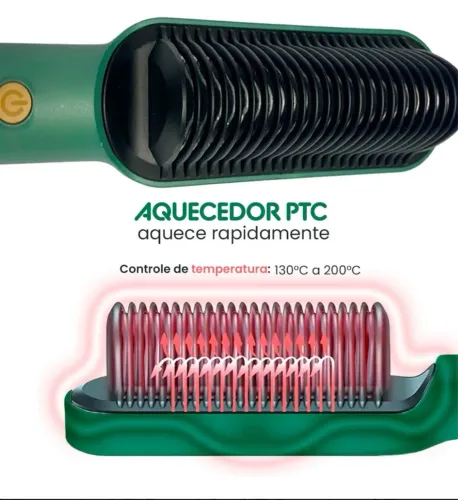 Escova Alisadora PTC - Alisa e Modela Seu Cabelo